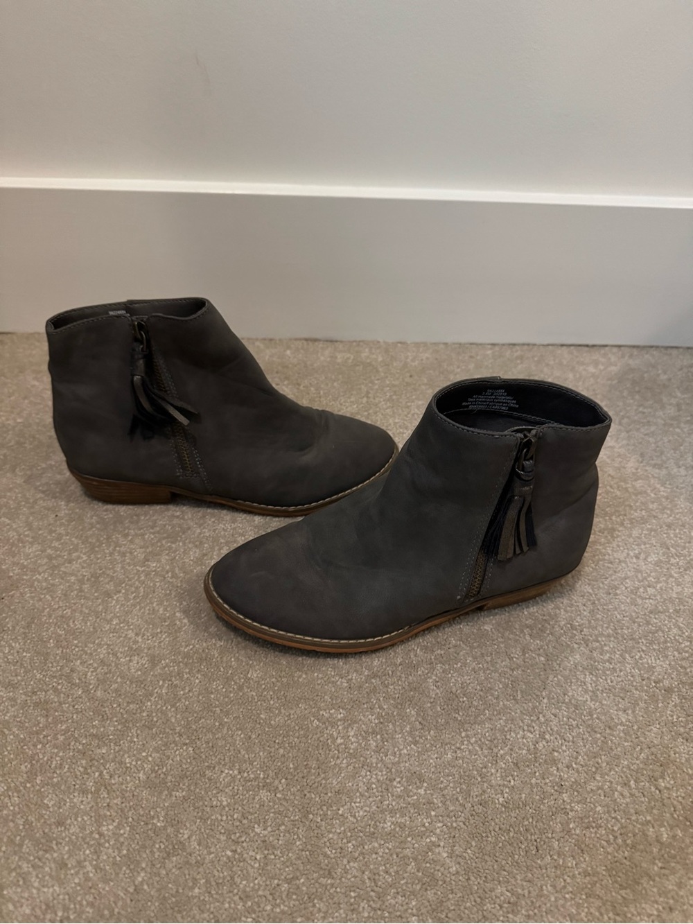 Tucker and Tate Girls Gray Faux Suede Ankle Boots with Side Tassel Zipper